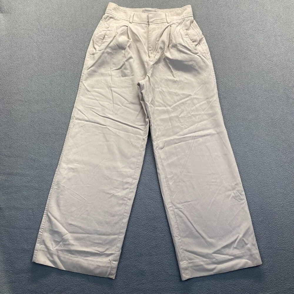 Everlane‎ Wide Leg,Dress Pants Women’s Size 2 SMALL,Pleated,Pockets,Zipper,Beige